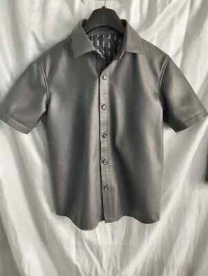New Mens Gray Color Casual Leather Shirt| Genuine Sheepskin leather Shirt Jacket