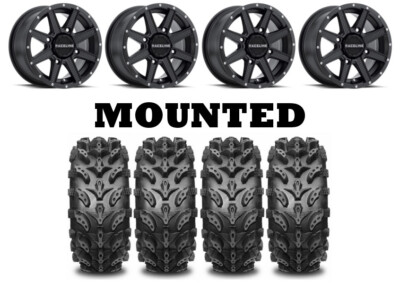 Kit 4 Interco Swamp Lite Tires 28x9-14 on Raceline Hostage Matte Black POL