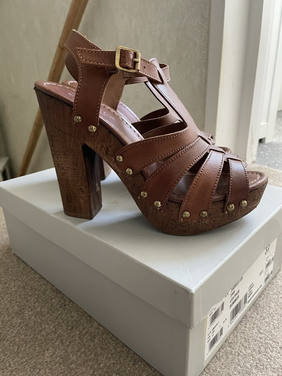 Kurt Geiger Carvela Tan Sandals Ladies Tan Brown Chunky Heeled