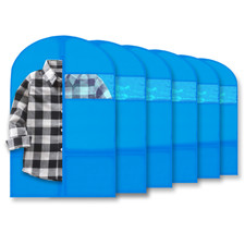 36" Kids Dance Garment Bags 6 Pack Blue Costume Organizer w/ Zippered Pockets