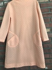 Vintage 60's Mod Shift Dress Orange Geometric Pockets Medium 3/4 Sleeves