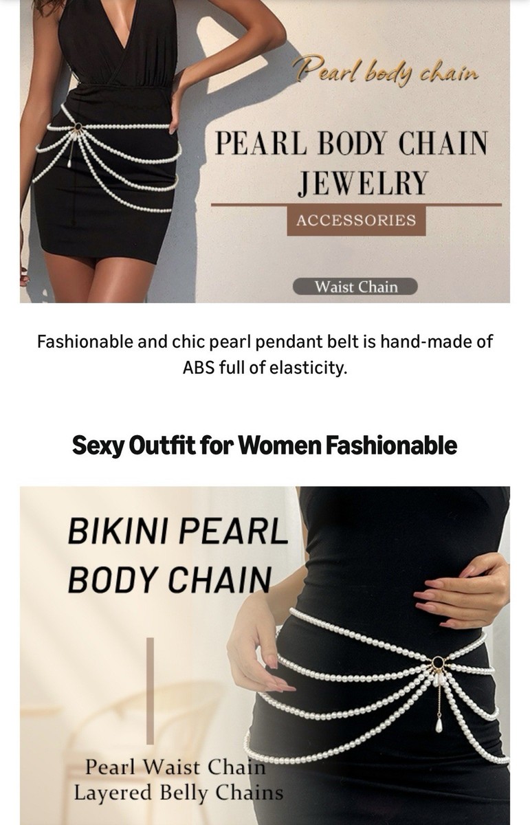 Pearl Waist Chain Gold Layered Belly Chains Pearl Body  display picture 1