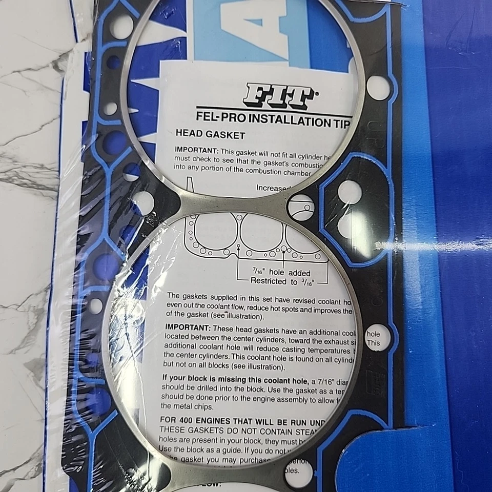 2x juntas de cabezal BLEM FELPRO PERFORMANCE 1010 para Gen I SBC 265 283 307 327 400 Foto 3 de 4