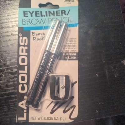 BN L.A. Colors 2 Eyeliner Eye/Brow Pencils Duo Set & Sharpener BPN451 in *BLACK*
