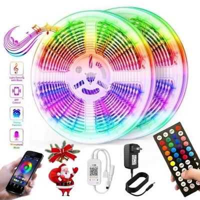 32.8 Feet RGB 5050 Flexible Led Strip Lights SMD 44 Key Remote 12V DC Power Kit
