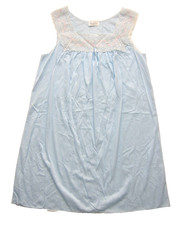 Vintage Vanity Fair Blue Pink Satin Lace Midi Chemise Nightgown Women Large