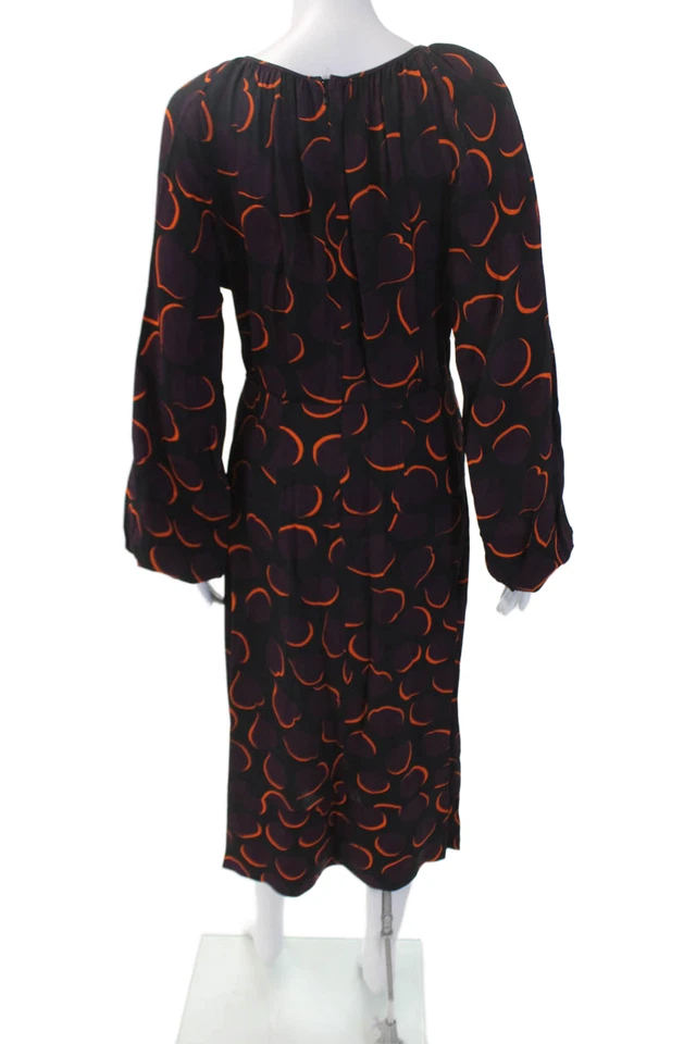 Marni Womens Polka Dot Long Sleeves A Line Dress Black Purple Size EUR 42 - Image 3 of 4