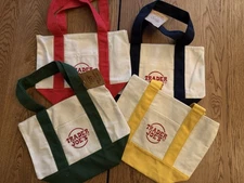 Trader Joe's Mini Canvas Tote Bags Set of 4, Red/Blue/Green/Yellow NWT