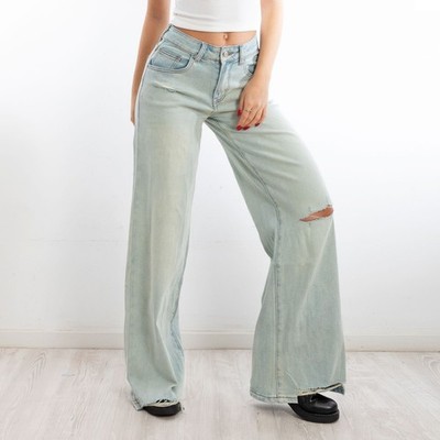 Women's Ripped Wide Leg Casual Baggy Jeans TOOCOOL DT126A