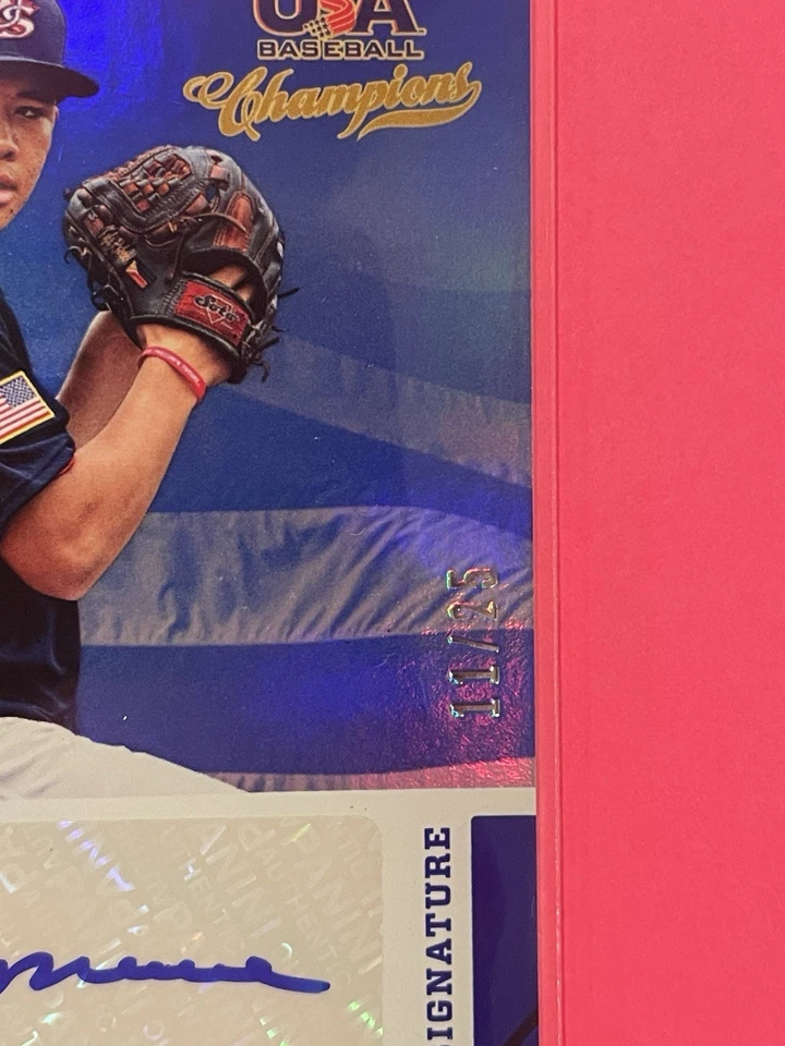 2013 Panini USA Baseball Champions Kyle Robeniol Auto Mirror Blue /25 #58 - Image 2 of 3