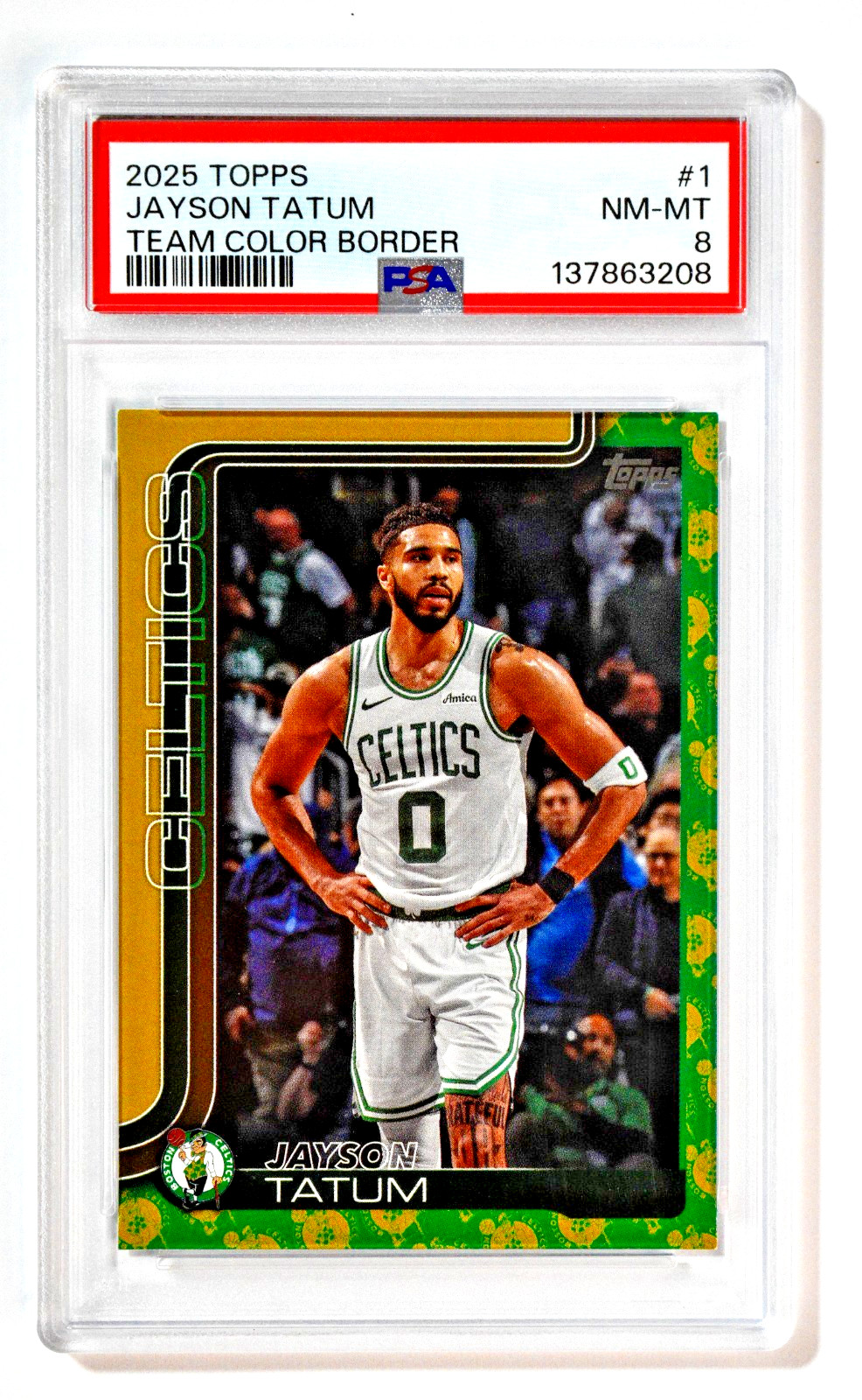2025 Topps #1 Jayson Tatum Team Color Logo Border SSP PSA 8 NM-MT Celtics
