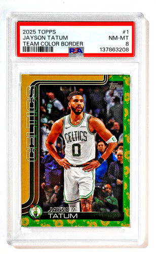 2025 Topps #1 Jayson Tatum Team Color Logo Border SSP PSA 8 NM-MT Celtics