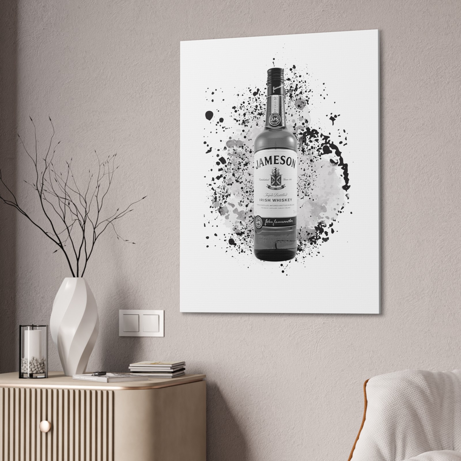 Whisky Canvas Stretched Wall Art, Canva Design, Bar Decor, Bartender, Barmannm-image