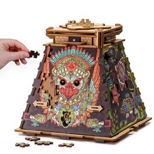 Pyramid of the Sun 3D Wooden Puzzle Box Jigsaw Brain Teaser Gift Free Ship US