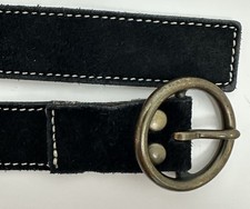 Vintage 90s GAP Suede Belt Womens Small Black Leather Round Buckle Minimalist