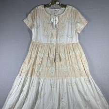 Maxi Vestido Boho en Niveles Talla S Cottage Core Estilo Campesino 52” Largo Nuevo con Etiquetas Be Boho