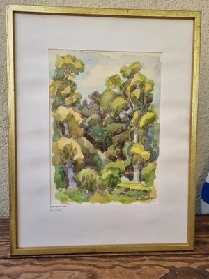 Arne Granhall Original Aquarell Eukalyptus Bäume Schweden Vintage Gemälde Kunst - Bild 1 von 4