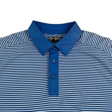 Callaway Golf Polo Shirt Men's Large Blue Striped opti-dri Short Sleeve