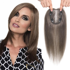 Ywgywg Hair Toppers For Women Real Human Hair 14 Inch Ash Brown Human Hair