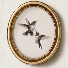 Vintage Gold Framed Wall Art Hummingbird Canvas Prints Ornate Antique Style P...
