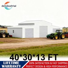 42 x 30 x 13ft Heavy-Duty Metal Garage Farm Barn Storage Shed 3 Doors 1260 sq.ft