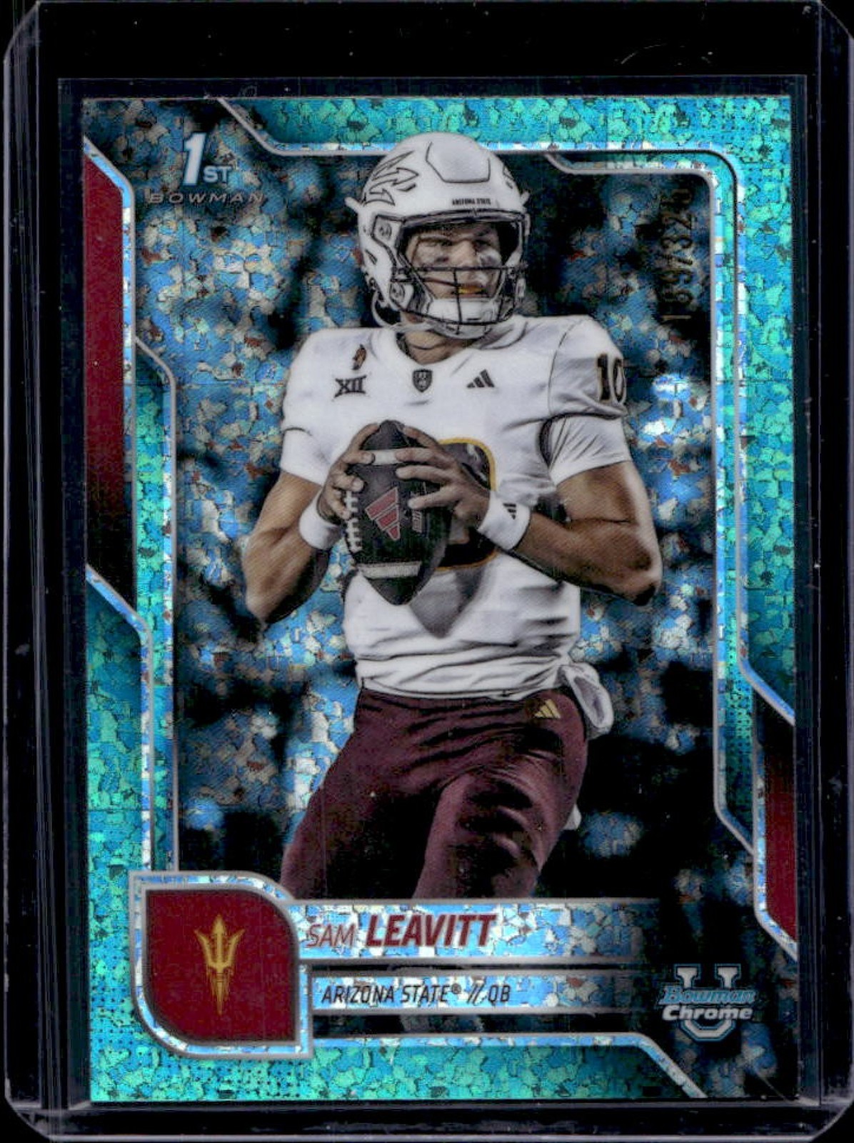 2025 Bowman Chrome U Sam Leavitt Aqua Mini-Diamond Refractor 1st #/325