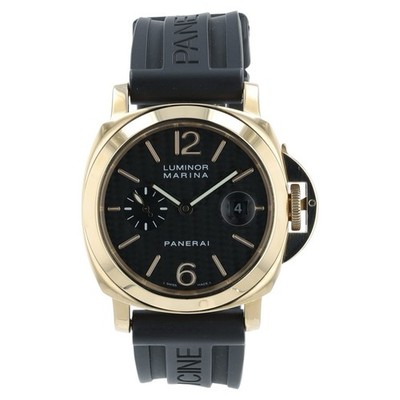 Panerai Luminor Marina Black Dial 18k Yellow Gold 44mm Automatic Mens PAM00140