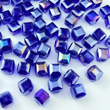 Crystal Glass Beads 200 Pieces 4Mm Cube Crystal Glass Beads Faceted Square Shape
