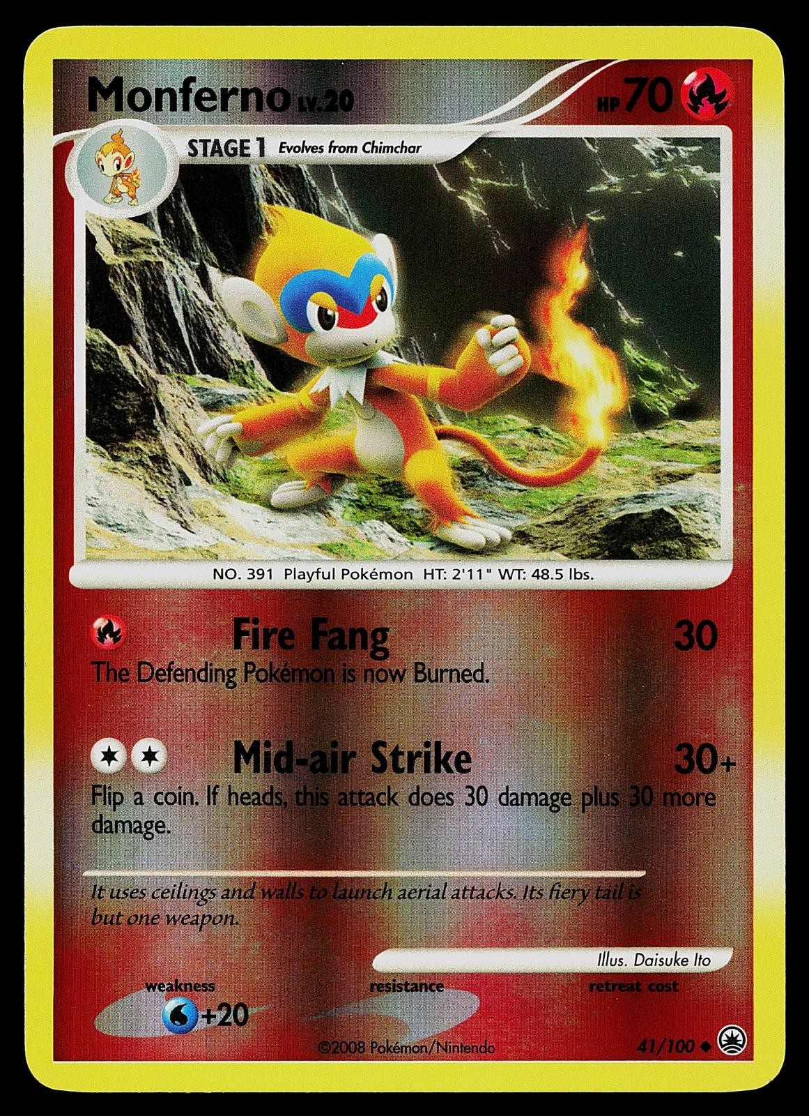 Pokemon Card - Monferno Majestic Dawn 41/100 Reverse Holo Uncommon