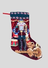 Needlepoint Nutcracker Christmas Stocking 15 inch FUN Holiday Vintage
