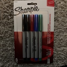 Sharpie Permanent Markers, Ultra Fine Point, Assorted Colors, 5 Count