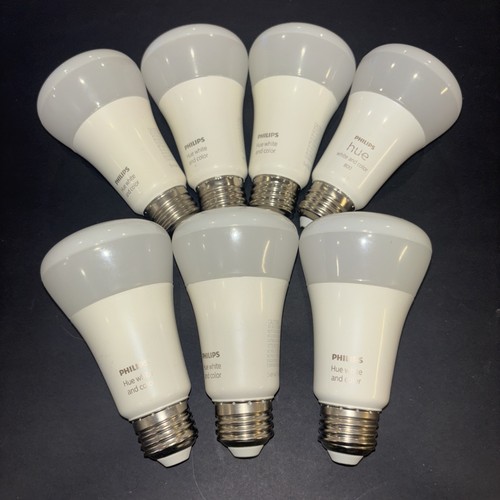 7x Philips Hue White & Color Ambiance A19 Smart LED Light Bulb - Used