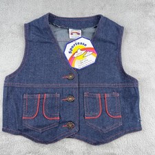 NEW Sportease Denim Vest Kids Girls Toddler Pink Trucker Western Vintage Size 10