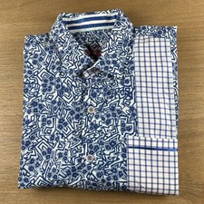Robert Graham X Floral/Check Men  s M Cotton Blend Button S/S Shirt Tailored Fit