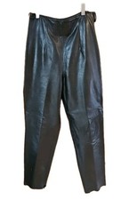 80s Vintage Tannery West Leather High Rise Raw Hem Pants Made In Korea