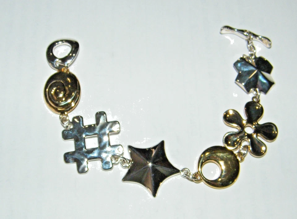 Pulsera de eslabones con símbolo de latón y ley RLM Studio Robert Lee Morris - 7" Foto 3 de 4