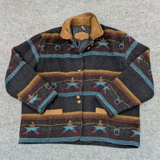 VTG Woolrich Jacket Woman XL Southwestern Aztec Wool Blanket Chore Coat USA
