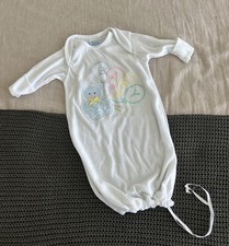 Silly Phillie Vintage Newborn Baby Tie Gown Embroidered Pastel