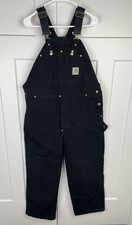 Carhartt R01 Black Duck Bib Overalls Made in USA Men  s 44x30 Workwear Carpenter