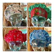 Christmas Bouffant Scrub Hats, Set Of 4 Different Hats, MaryAngel Boutique, USA