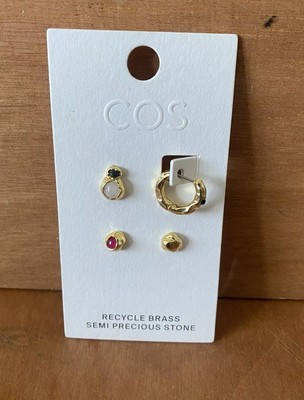 COS HALBEDELSTEIN OHRRINGE GOLD 4ER SET UVP 35£ **NEU**