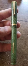 Vtg Sheaffer Senior Fountain Pen Jade Green Flat Top 14k Lifetime Nib