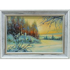 Winter Forest Landscape Oil Painting 4x6 Signed Framed Art Home Decor Gift