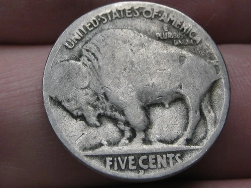 1914 D Buffalo Nickel 5 Cent Piece- Denver, Good Reverse Details