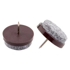 14mm Brown Felt Furniture Sliders Nail On - Chair Leg Floor Protectors Nail -...