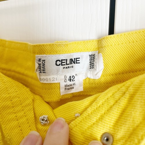 Celine Vintage gelber Jeans Minirock goldene Knöpfe Größe EU 42 - Bild 3 von 4