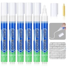 6PCS Grout Pen, White Tile Paint Marker with Replacement Nib, Tiles Grout Pen