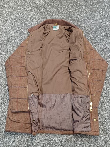 Hoggs of Fife Shooting Jacket Men Small Brown Check Tweed Wool Snap Zip Hunting - Picture 5 of 13