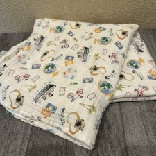 Aden Anais Cotton Muslin Swaddle Blanket Around The World Print 47 X 44 Infant