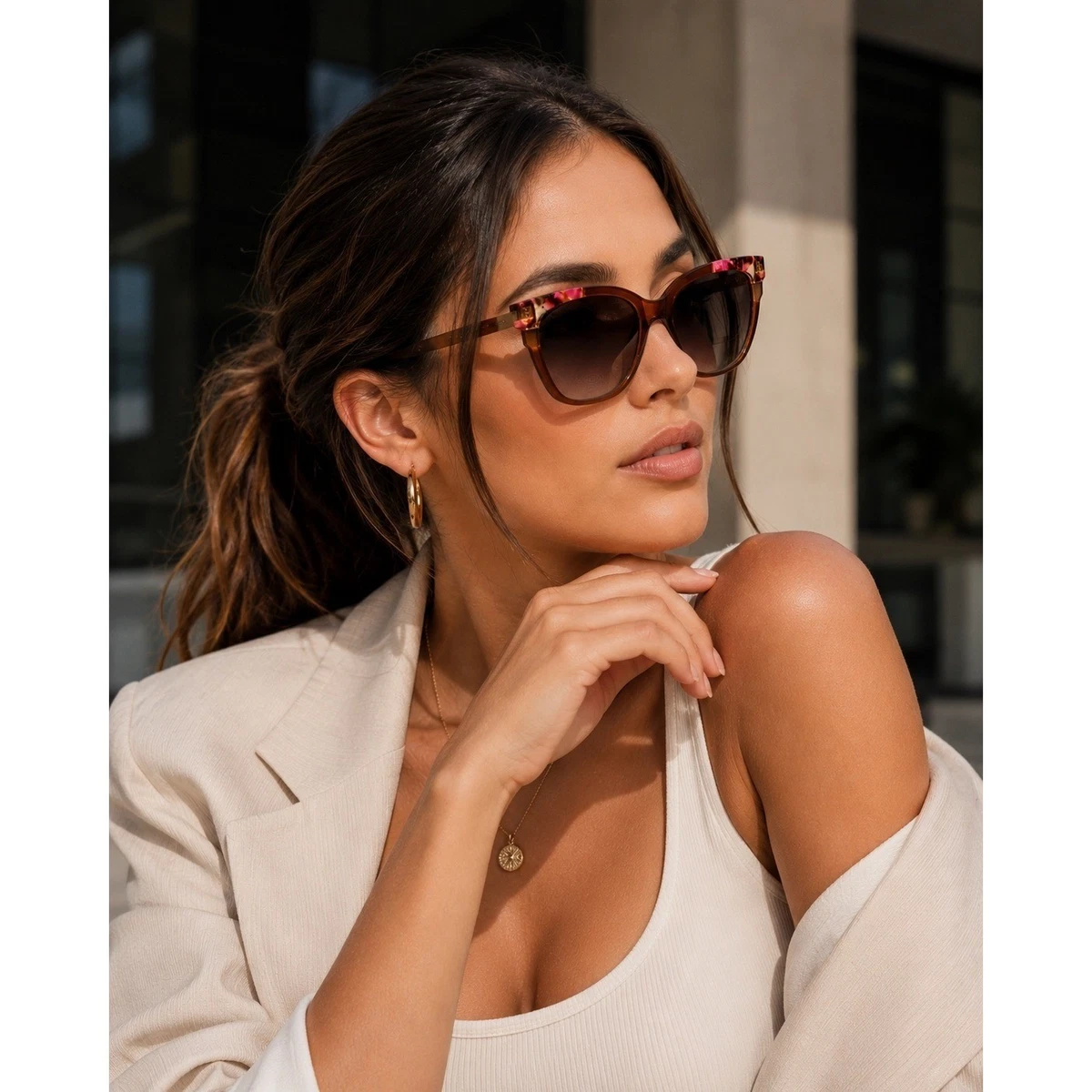 Oscar de la Renta Luxury Oversized Blue Tortoise Square Sunglasses Women Buy OSCAR DE LA RENTA, Oscar De La Renta Womens Large Square  main image 2